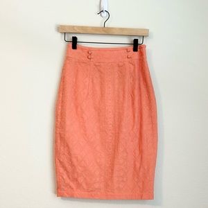 New Anthropologie The Addison Story Pencil Skirt Aztec Geometric Peach, Size 4